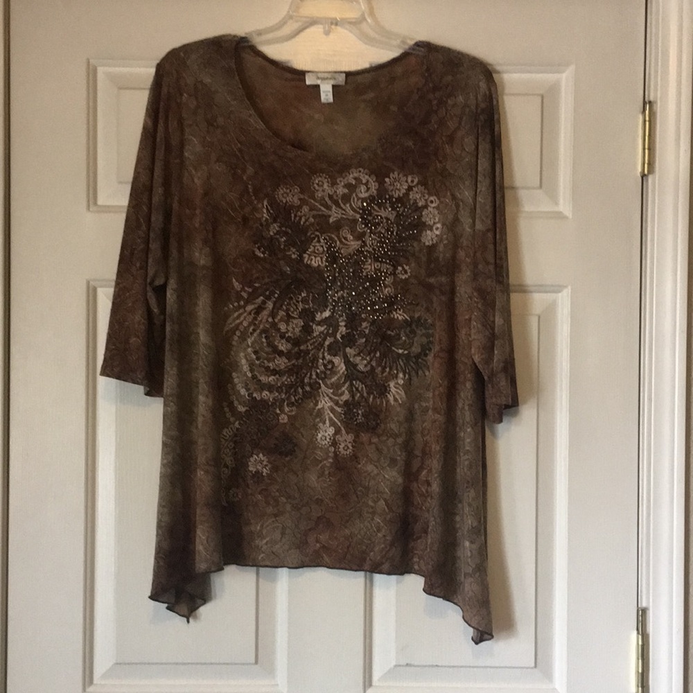 Brown Blouse with Shiny Embellishments